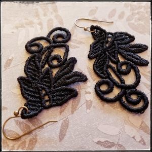 handmade elegant black applique earrings